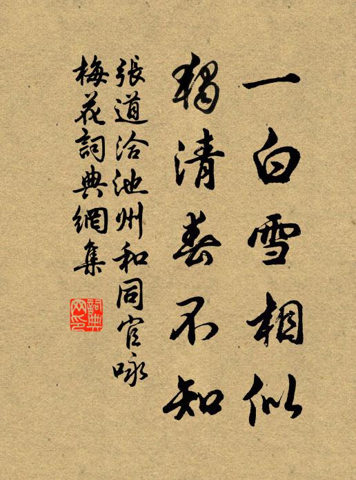 张道洽一白雪相似，独清春不知书法作品欣赏