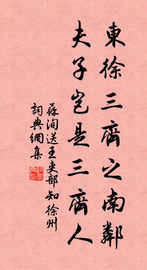 苏洵东徐三齐之南邻，夫子岂是三齐人书法作品欣赏