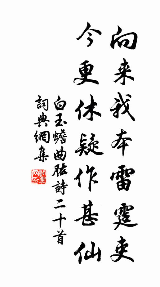 白玉蟾向来我本雷霆吏，今更休疑作甚仙书法作品欣赏