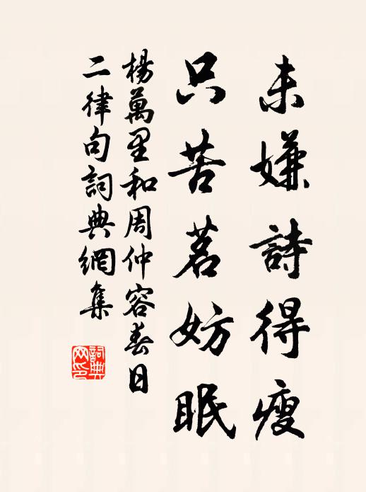 杨万里未嫌诗得瘦，只苦茗妨眠书法作品欣赏