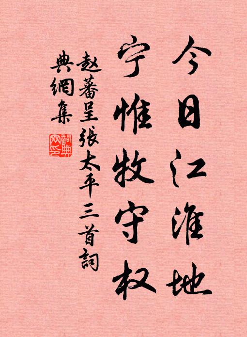 赵蕃今日江淮地，宁惟牧守权书法作品欣赏