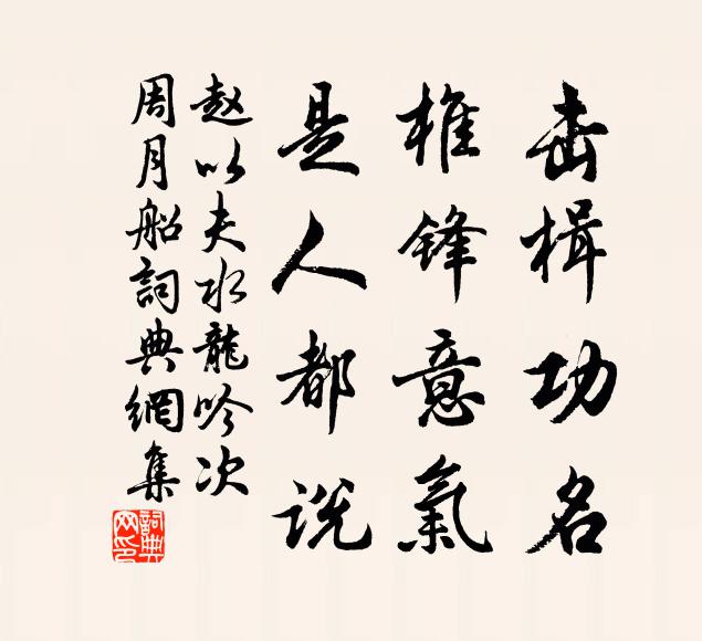 赵以夫击楫功名，椎锋意气，是人都说书法作品欣赏