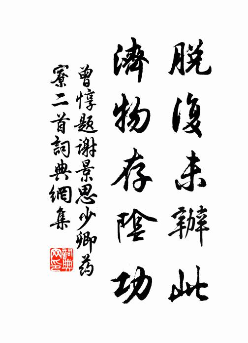 曾惇脱复未办此，济物存阴功书法作品欣赏