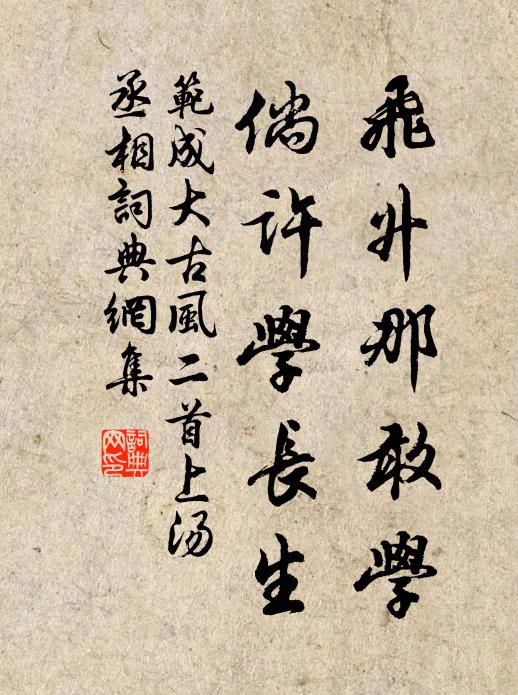 范成大飞升那敢学？倘许学长生书法作品欣赏