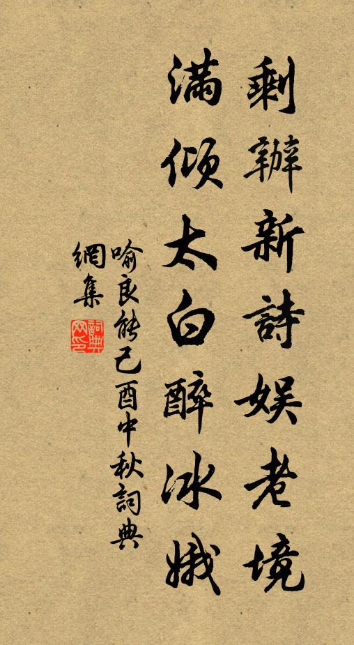 喻良能剩办新诗娱老境，满倾太白醉冰娥书法作品欣赏