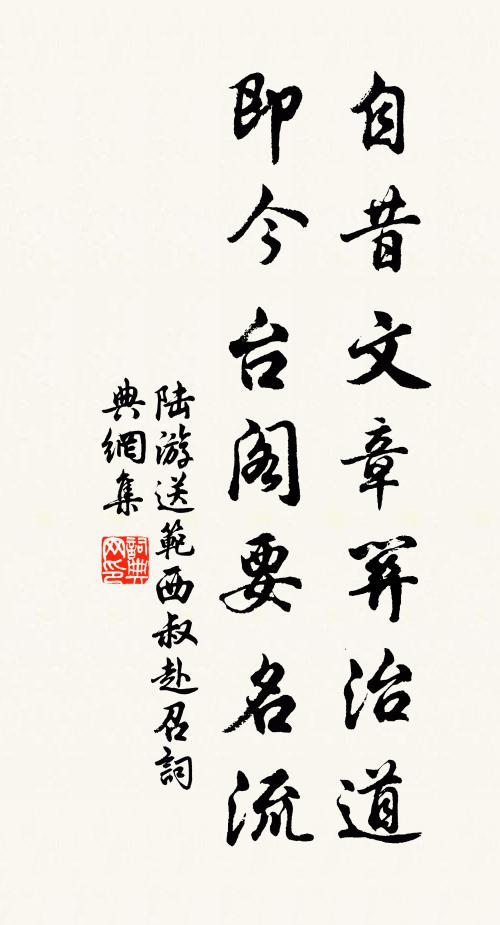 陆游自昔文章关治道，即今台阁要名流书法作品欣赏