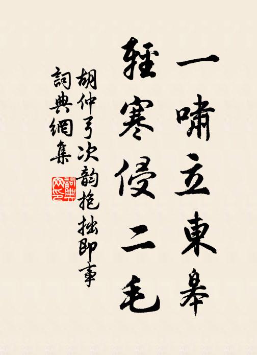 胡仲弓一啸立东皋，轻寒侵二毛书法作品欣赏