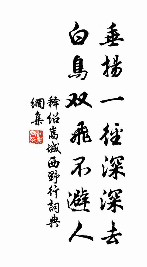 释绍嵩垂扬一径深深去，白鸟双飞不避人书法作品欣赏