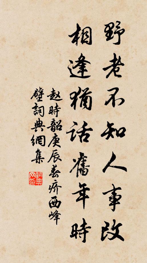 赵时韶野老不知人事改，相逢犹话旧年时书法作品欣赏