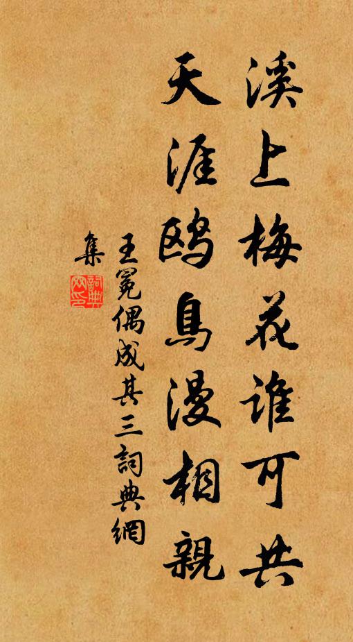 王冕溪上梅花谁可共？天涯鸥鸟漫相亲书法作品欣赏