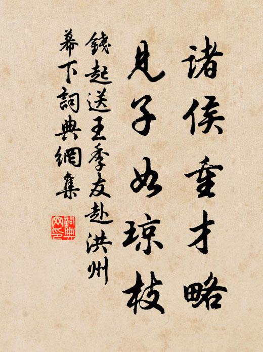 钱起诸侯重才略，见子如琼枝书法作品欣赏