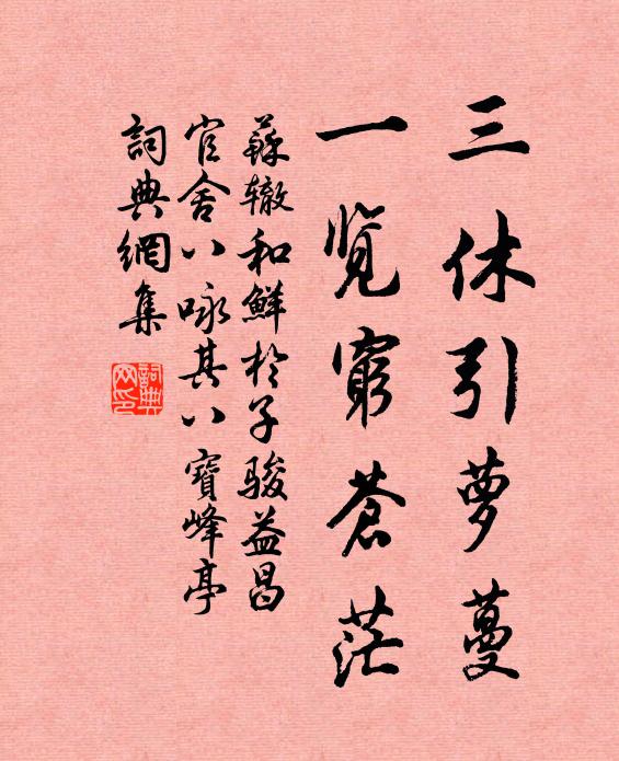 苏辙三休引萝蔓，一览穷苍茫书法作品欣赏