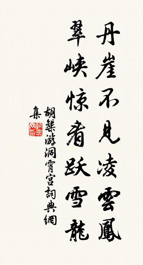 胡榘丹崖不见凌云凤，翠峡惊看跃雪龙书法作品欣赏