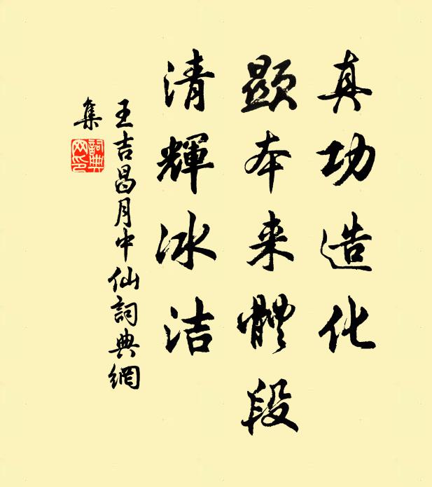 王吉昌真功造化，显本来体段，清辉冰洁书法作品欣赏