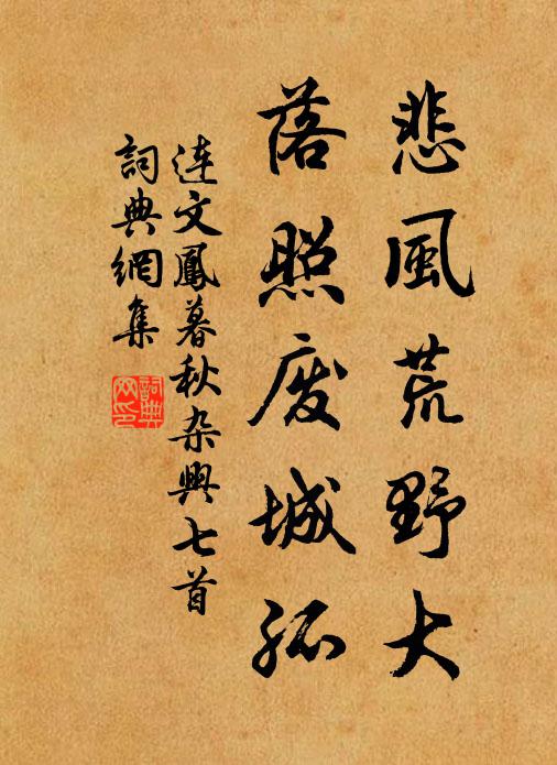 连文凤悲风荒野大，落照废城孤书法作品欣赏