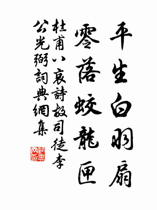 杜甫平生白羽扇，零落蛟龙匣书法作品欣赏