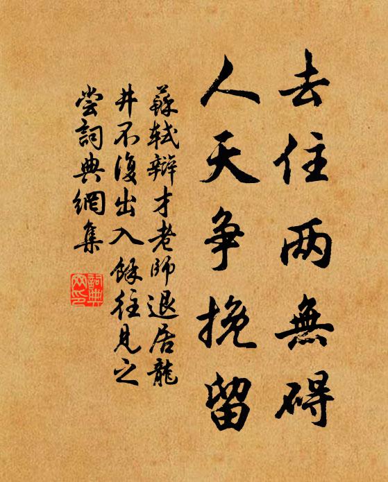 苏轼去住两无碍，人天争挽留书法作品欣赏
