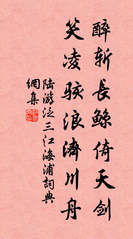 陆游醉斩长鲸倚天剑，笑凌骇浪济川舟书法作品欣赏