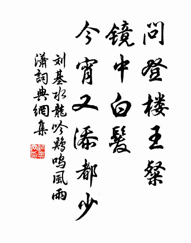 刘基问登楼王粲、镜中白发，今宵又添都少书法作品欣赏