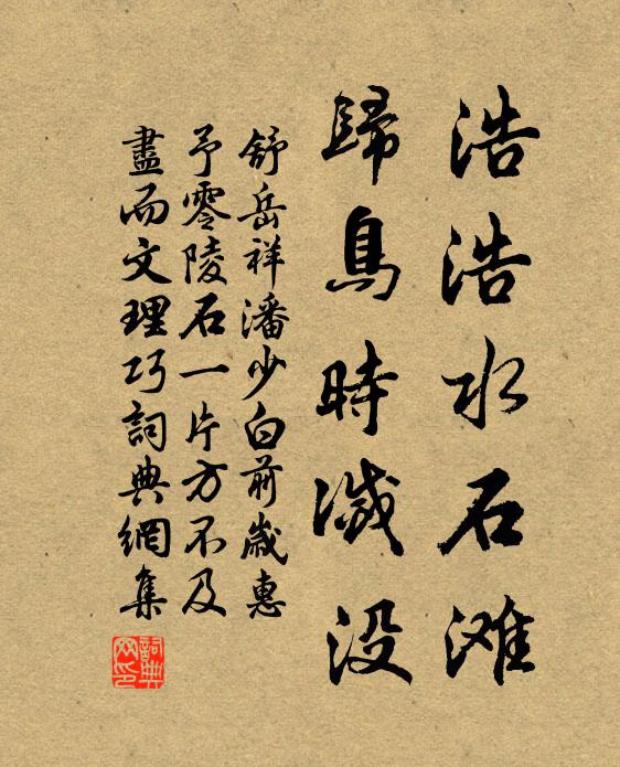 舒岳祥浩浩水石滩，归鸟时灭没书法作品欣赏