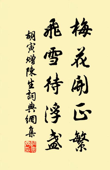 胡寅梅花开正繁，飞雪待浮盏书法作品欣赏