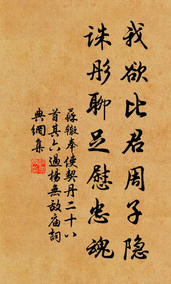 苏辙我欲比君周子隐，诛彤聊足慰忠魂书法作品欣赏