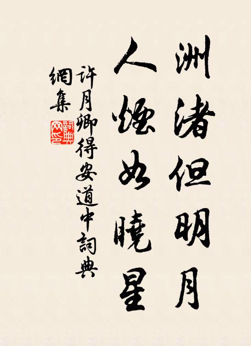 许月卿洲渚但明月，人烟如晓星书法作品欣赏