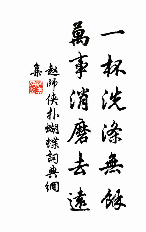 赵师侠一杯洗涤无余，万事消磨去远书法作品欣赏