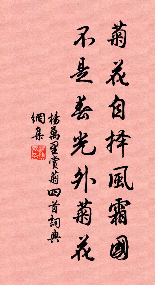 杨万里菊花自择风霜国，不是春光外菊花书法作品欣赏