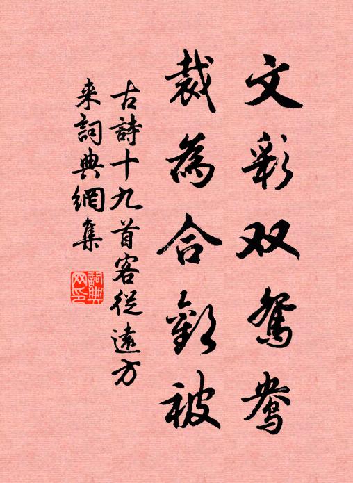 佚名文彩双鸳鸯，裁为合欢被书法作品欣赏