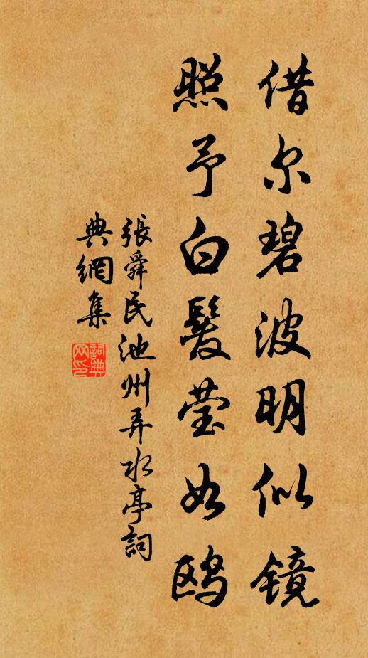 张舜民借尔碧波明似镜，照予白发莹如鸥书法作品欣赏