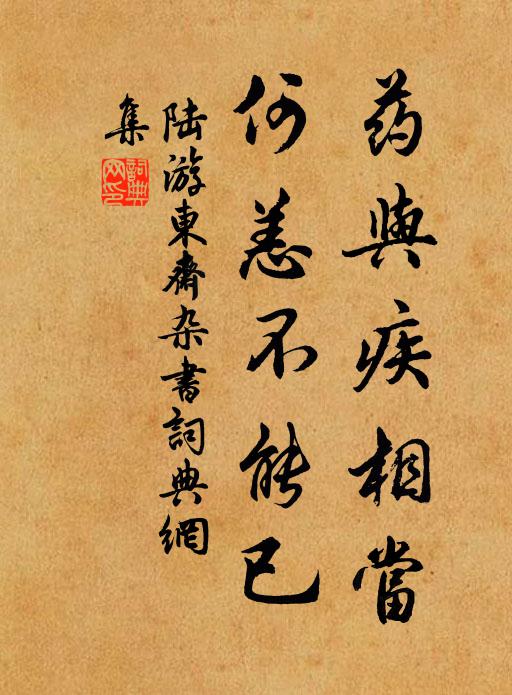 陆游药与疾相当，何恙不能已书法作品欣赏