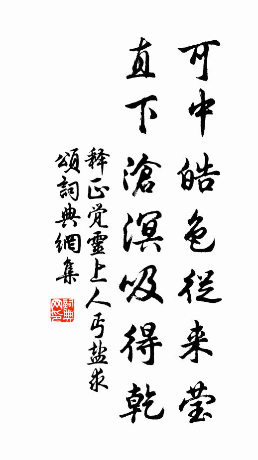 释正觉可中皓色从来莹，直下沧溟吸得乾书法作品欣赏