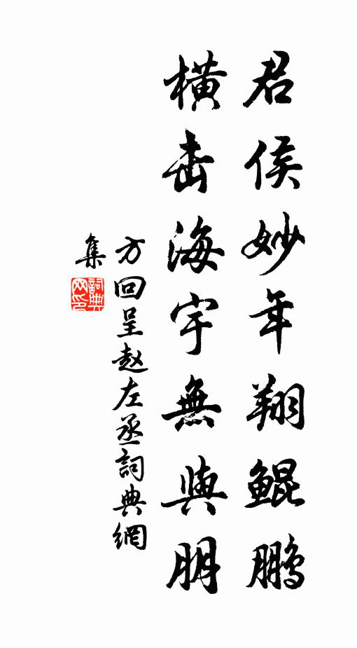 方回君侯妙年翔鲲鹏，横击海宇无与朋书法作品欣赏