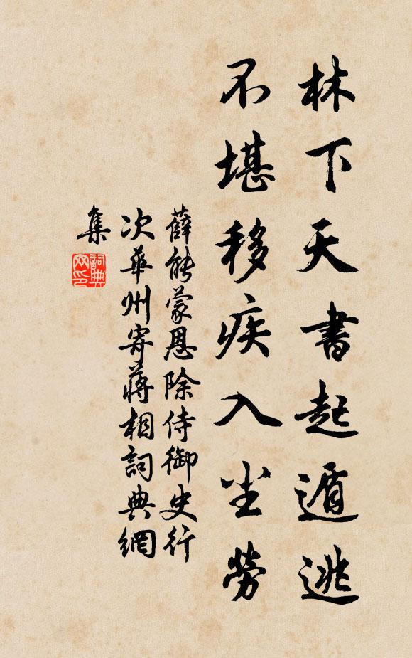 薛能林下天书起遁逃，不堪移疾入尘劳书法作品欣赏
