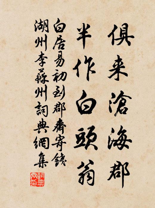 白居易俱来沧海郡，半作白头翁书法作品欣赏
