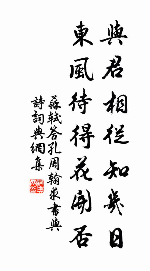 苏轼与君相从知几日，东风待得花开否书法作品欣赏