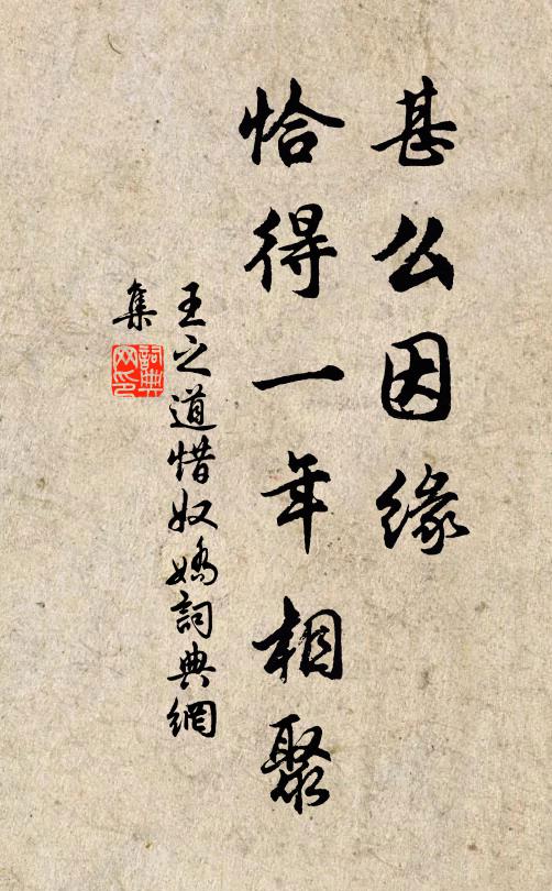 王之道甚么因缘，恰得一年相聚书法作品欣赏