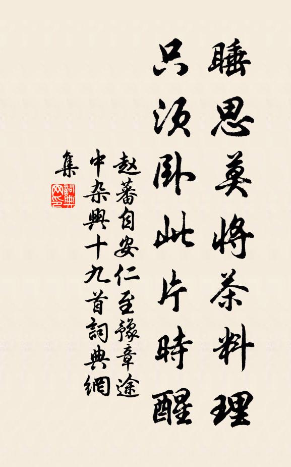 赵蕃睡思莫将茶料理，只须卧此片时醒书法作品欣赏