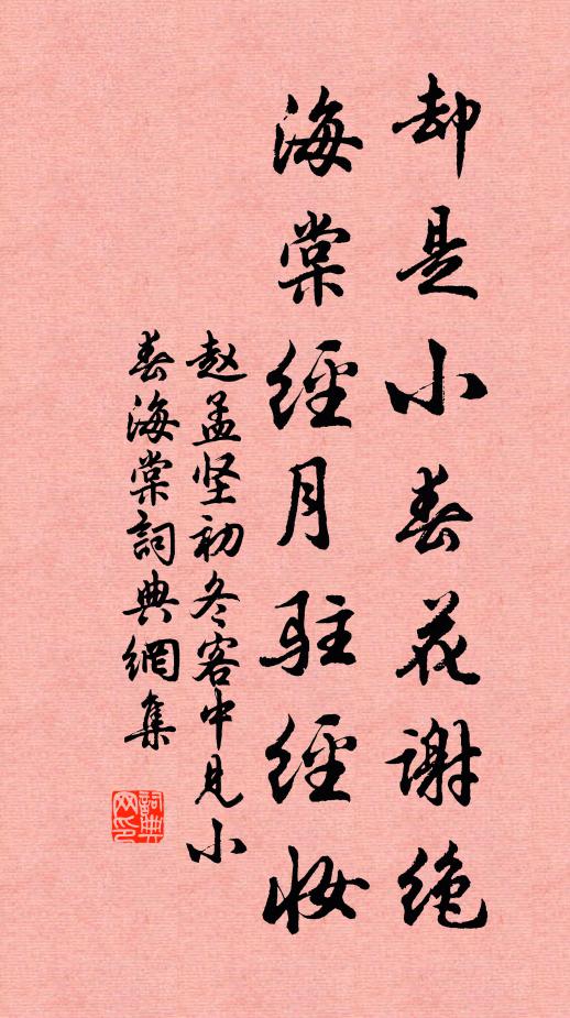 赵孟坚却是小春花谢绝，海棠经月驻经妆书法作品欣赏