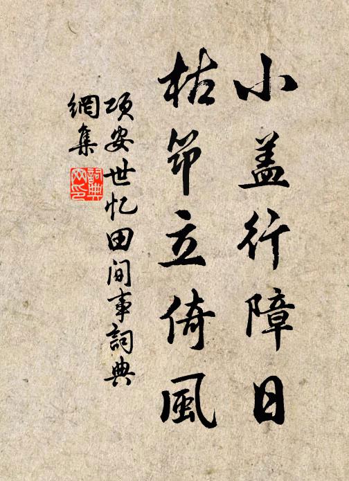 项安世小盖行障日，枯筇立倚风书法作品欣赏