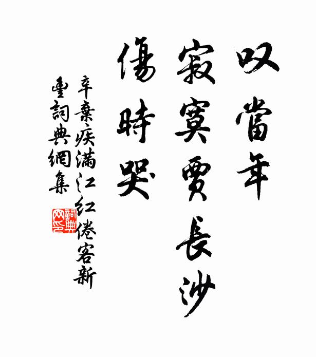 辛弃疾叹当年、寂寞贾长沙，伤时哭书法作品欣赏