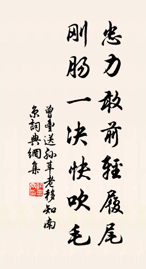 曾丰忠力敢前轻履尾，刚肠一决快吹毛书法作品欣赏