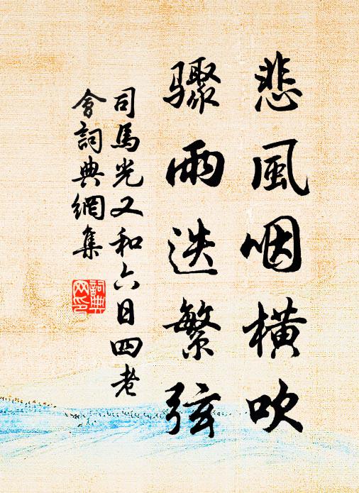 司马光悲风咽横吹，骤雨迭繁弦书法作品欣赏