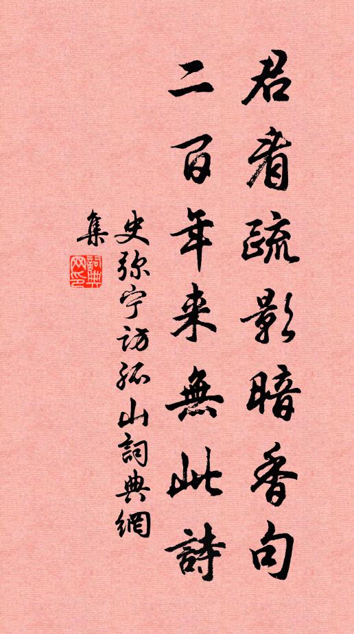 史弥宁君看疏影暗香句，二百年来无此诗书法作品欣赏