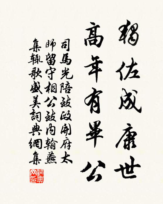司马光独佐成康世，高年有毕公书法作品欣赏