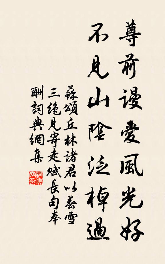 苏颂尊前谩爱风光好，不见山阴泛棹过书法作品欣赏