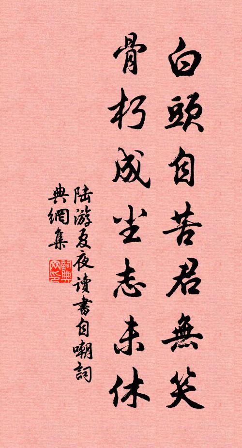 陆游白头自苦君无笑，骨朽成尘志未休书法作品欣赏