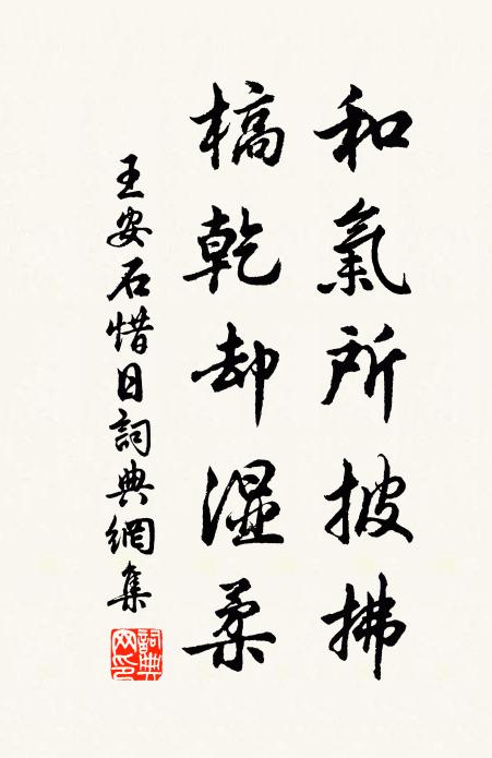 王安石和气所披拂，槁乾却湿柔书法作品欣赏