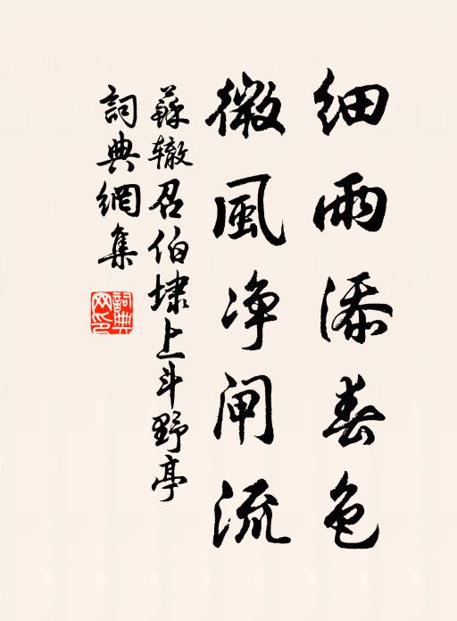 苏辙细雨添春色，微风净闸流书法作品欣赏